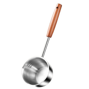 Olla de acero inoxidable con mango largo y asa de madera de 300 ml para cocinar en la cocina y calentar leche - Product Image 1
