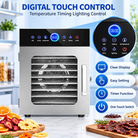 RVS Voedseldehydrator met digitale touchscreen-bediening voor het drogen van fruit, vlees, groenten en huisdierensnacks