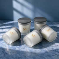 Bocaux à bougies blancs givrés spéciaux avec couvercles noirs 220ml 315ml 420ml – Contenants à bougies en gros pour marques à marque privée