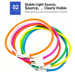 LED 충전식 야광 개목걸이 USB 충전 플라스틱 실리콘 소재 견고한 모던 디자인 대형/중형/소형견용 - Product Image 4