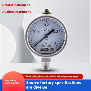 63 मिमी रेडियल ऑल-स्टेनलेस स्टील दबाव गेज लेजर वेल्डिंग तेल-फिलबल गेज - Product Image 6