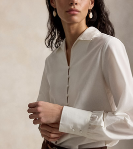 Blusa Elegante de Alta Calidad para Mujer, Mezcla de Algodón y Seda, Estilo Vintage, Corte Holgado, Manga Larga, Informal - Product Image 2