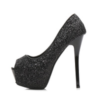 Escarpins à paillettes pour femmes et dames, talons ultra-hauts, plateforme imperméable, pour soirées et banquets, sandales femme