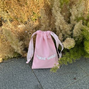 <b>Personalised</b> 100% Organic Cotton Drawstring Packing Pouch Eco-friendly Cotton Dust Bag with <b>Ribbon</b> - Product Image 3
