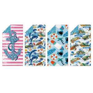 Serviette de plage double face en microfibre, motif Hawaï, organismes marins, impression corail, écologique, sans sable, taille personnalisée, séchage rapide - Product Image 1