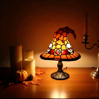 Lampe de table en résine style européen KZR, chapeau de sorcière d'Halloween, lumière nocturne pour adulte
