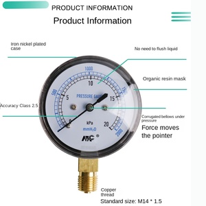 ใหม่ YE-60 เบลโลว์ส์ สแตนเลสสตีล เกจวัดแรงดันเกิน 0-40kPa น้ำ ไฮดรอลิก ธรรมชาติ - Product Image 2