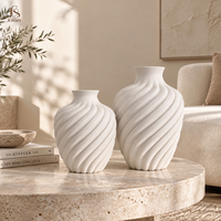 Vase à fleurs en céramique moderne Jossin avec texture spirale, blanc cassé, style imprimé en 3D pour la décoration intérieure nordique, décoration de salon