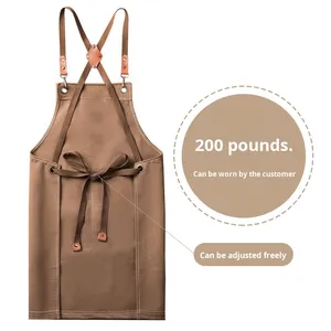 Tùy chỉnh in không thấm nước và dầu chống denim BIB Tạp Dề Vải tay bảo hộ lao động cho nhà bếp cà phê cửa hàng và đám cưới - Product Image 3