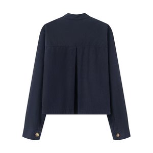 สินค้ามาใหม่ประจำฤดูใบไม้ร่วง เสื้อผ้าสตรีแนวสตรีทแฟชั่น คอตั้ง ผ้าเดนิม - Product Image 6