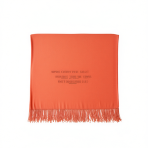 Manta de punto acrílica naranja, tejido suave con flecos para sofá, cama, modelo D0100HRX452 - Product Image 1