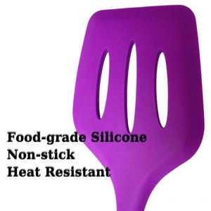 Spatule à fentes en silicone et acier inoxydable avec cœur en nylon antiadhésif pour retourner les crêpes et frire - Product Image 3