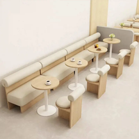 Combinaison de table et de chaises de style crème de luxe moderne et léger pour café en bois massif canapé confortable mobilier de restaurant