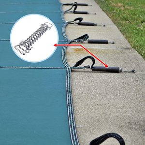 Correa de resorte de acero inoxidable para piscina con funda protectora y anillo en D para almacenamiento de cubiertas de piscina inflables y protección invernal - Product Image 2