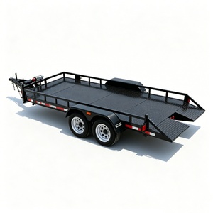 <span class=keywords><strong>Remorque</strong></span> porte-voitures robuste en acier 7x16 pieds à double essieu avec rampes pliables, capacité de 3000 kg pour le transport de VTT et de véhicules - Product Image 1