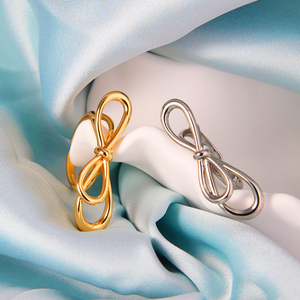 แหวน316L รูปโบว์ชุบเงินสแตนเลสสตีลแหว<span class=keywords><strong>น</strong></span>ผีเสื้อปรับโบว์ได้ของขวัญสุดหรู - Product Image 6