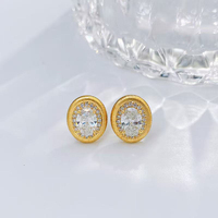 Orecchini a perno di lusso vintage in oro giallo 18 carati con diamante ovale grande coltivato in laboratorio, gioielli raffinati da donna
