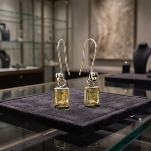 Pendientes de Plata 925 Art Palace Classic con Piedra Natural Corte Esmeralda para Mujer, Regalo - Product Image 4