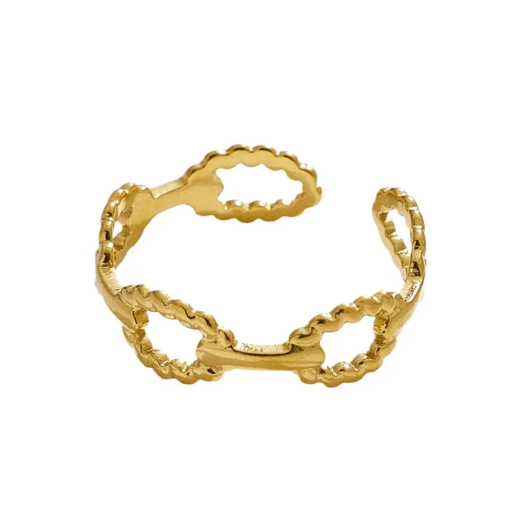 SANKYLIN retrò semplice moda tutto match anello personalità oro regolabile titanio acciaio anello aperto donna senso avanzato