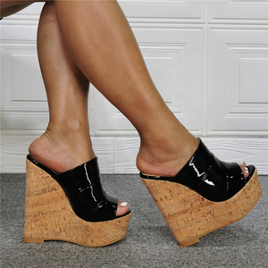 Sandales compensées à plateforme pour femmes, réfléchissantes, d'été, à talon haut, grandes tailles 47 - Product Image 4