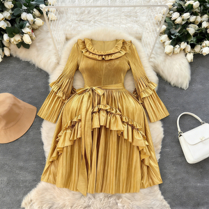 gold flared dress CELIA Fit & Flare Dress – TORQADORN