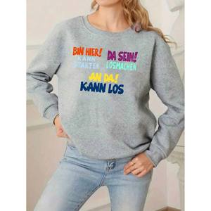 Sudadera con Capucha Personalizada para Mujer, Transpirable, Ecológica, de Manga Larga, Talla Grande, con Estampado Otoñal 'BIN HIER DA SEIN KANN STARTEN' - Product Image 3
