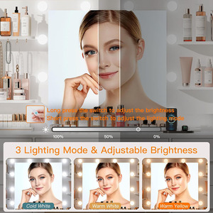 OEM/ODM Custom Bedroom Modern <strong>White</strong> Wood Makeup <strong>Vanity</strong> <strong>Desk</strong> with LED Lighted Mirror &amp; Power Outlet 7 Drawers 4 Shelves 5 Hooks - Product Image 3