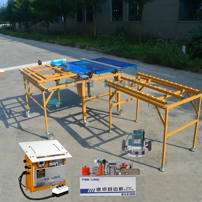 Double-blade fast folding aluminum alloy widened guide rail woodworking table saw machine