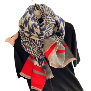 Winter Kasjmier Sjaal Vrouwen Warm Pashmina Deken Plaid Sjaals Vrouwelijke Foulard Luxe Brand Design Sjaal Wraps Dikke Sjaal