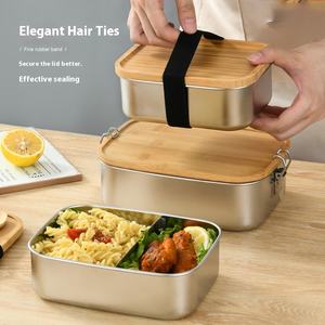 Boîte à lunch en acier inoxydable écologique avec couvercle en bambou, boîte à bento portable étanche pour le camping et les <span class=keywords><strong>repas</strong></span> en plein air - Product Image 3