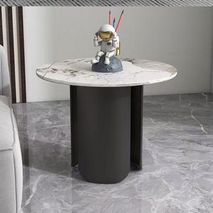 Mesa de Centro Moderna de Mármol, Mesa Redonda de Piedra con Base de Metal, Muebles para Sala de Estar - Product Image 4