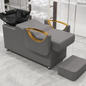 Chaise de shampooing de salon moderne et durable avec lavabo en céramique pour salon de beauté et spa - Mobilier de coiffure portable pour salon de coiffure - Product Image 5