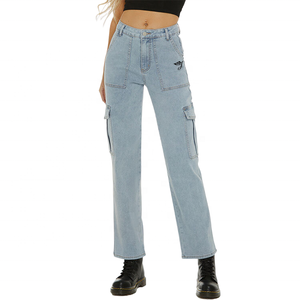 Servicio OEM, Pantalones Vaqueros Azul Claro para Mujer, Jeans <span class=keywords><strong>2023</strong></span> para Mujer, Cintura Media, Jeans de Mezclilla de Buena Calidad - Product Image 1