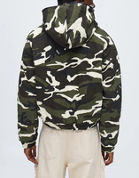 Veste en jean camouflage rétro décontractée d'hiver sur mesure OEM avec capuche et fermeture éclair pour hommes