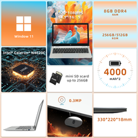 Nouvel ordinateur portable Windows 11 avec écran tactile de 14 pouces, clavier anglais, 8 Go de RAM, 256 Go de SSD, ordinateur portable pour étudiants