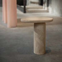 Table d'appoint élégante en marbre Rosso Lepanto, table basse ovale en pierre pour salon, table d'appoint de canapé sur mesure