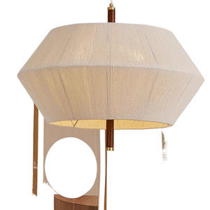 Japanese <b>Style</b> Chandelier Woven Cotton Thread Solid Wood Round E27 LED Light 30cm 45cm 60cm For Bedroom Study Tea Room - Product Image 5