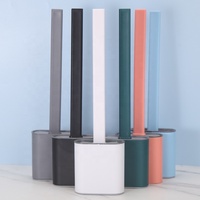 Ensemble de brosses pour cuvette de toilette en silicone support sec ventilé avec brosses de sol murales gain de place nettoyage domestique ménager