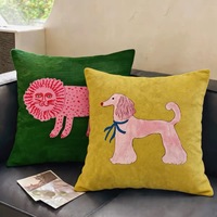 Housse de coussin à imprimé animalier fantaisie style dessin animé, décoration artistique rétro pour canapé et maison
