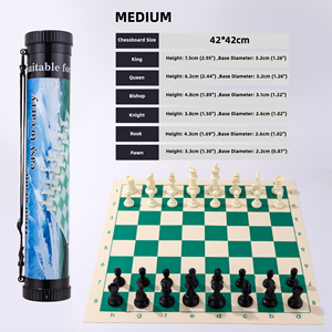Set di tappetini da scacchi Staunton da torneo pieghevole portatile con custodia da viaggio per le partite di scacchi - Product Image 5