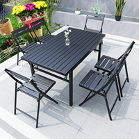 5 pièces ensemble patio bistro ensemble WPC table pliante et chaises ensembles de meubles de patio pour pelouse cour bistro