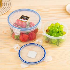 Round Sealed Plastic Food <b>Storage</b> <b>Container</b> Set 5 Piece Clip On Lid <b>Kitchen</b> Picnic Use Transparent Solid Color - Product Image 1
