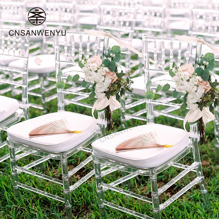 Modern Plastic Transparent Dining Room clear Resin Stacking Wedding Chivari  tiffany Chair for Hotel and Banquet