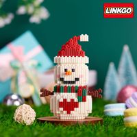 Nouveautés Assemblé Linkgo 3D Modèle Micro Briques Figure Elk Arbre Père Noël Bonhomme De Neige Connexion Blocs De Construction De Noël