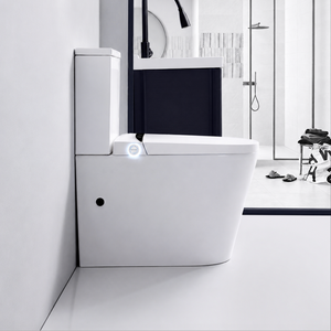 OEM Floor Mounted Two Piece Smart Toilet With Foot Touch Flush and <b>Night</b> <b>Light</b> for Hotel <b>Bathroom</b> T5 Color Black/White Size 730x - Product Image 2