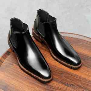 Botas de Hombre con Punta Cuadrada, Estilo Británico Retro, Casuales y Elegantes, Botas de Tobillo Formales de Negocios de Alta Calidad - Product Image 4
