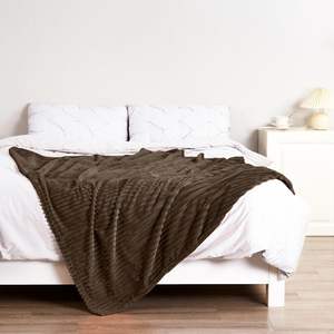 Manta Ligera para Cama, Sofá, Noche <span class=keywords><strong>de</strong></span> Cine, Manta Gruesa y Suave para Sofá para Invierno, Manta <span class=keywords><strong>de</strong></span> Franela a Rayas - Product Image 4