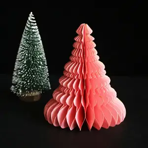 Adornos colgantes de papel de panal de Navidad, bola de papel, decoración de árbol de Navidad, decoración de ventana