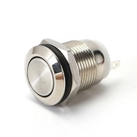 Interrupteur à bouton-poussoir en métal étanche de 12mm à réinitialisation automatique autobloquant DC12-24V à tête plate haute 3A Max. Courant IP67 Niveau 250V