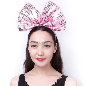 Adult Halloween <strong>Hen</strong> <strong>Party</strong> Accessories Decoration Hair Hoop Big Large Sequin Bow <strong>Headband</strong> for Women - Product Image 2